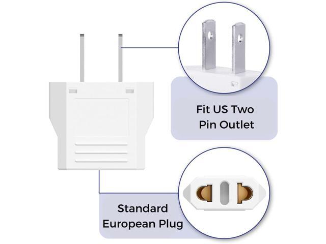 Bates- Europe to US Plug Adapter, 3 Pack, European to US Plug Adapter, EU to US Plug Adapter, Adapter Europe to USA, Plug Adapter European to...