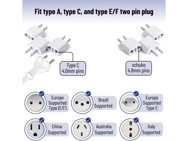 Bates- Europe to US Plug Adapter, 3 Pack, European to US Plug Adapter, EU to US Plug Adapter, Adapter Europe to USA, Plug Adapter European to...