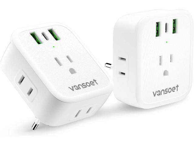 [2-Pack] European Travel Plug Adapter, International Power Plug Adapter with USB C 20W 4 Outlets 3 Fast Charge Ports (PD & QC), Type C Plug Adapter...