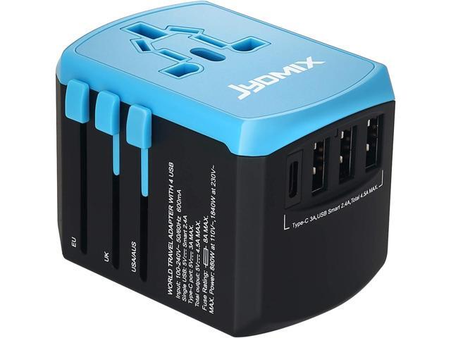 All in One Universal USB Travel Power Adapter with 3 USB Port and Type-C International Wall Charger Worldwide AC Power Plug 8 Pin AC Socket for...