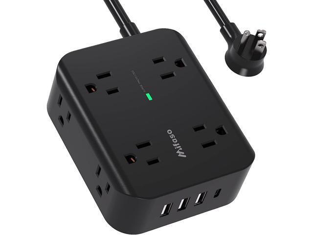 Power Strip Surge Protector - Flat Plug, Wall Mount, 8 Wide Outlets with 4 USB Ports (1 USB C), 5FT Heavy Duty Extension Cord with Multiple...