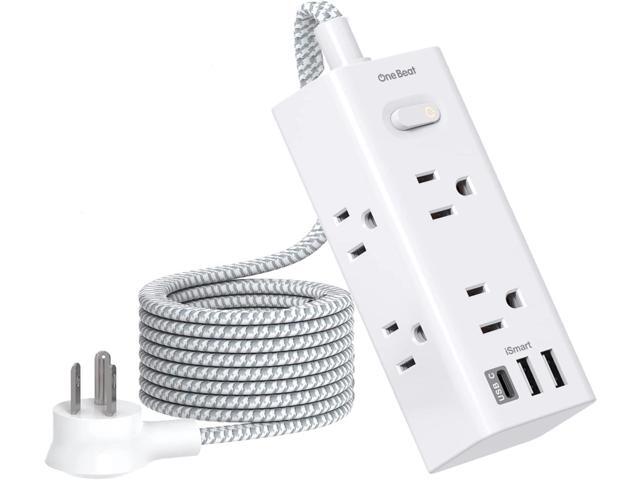 Power Strip Surge Protector - 6 Widely Outlets with 3 USB Ports (1 USB C), 3-Side Outlet Extender Strip with 5 Ft Extension Cord, Flat Plug, Wall...