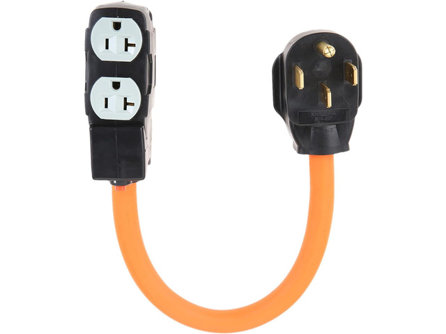 50 Amp to 20 Amp 110V RV Distribution Adapter, NEMA 14-50P to 4 X 5-20R/15R 4-Prong to Multiple Household Outlet w/ 20amp Circuit Breaker, 1.5FT...