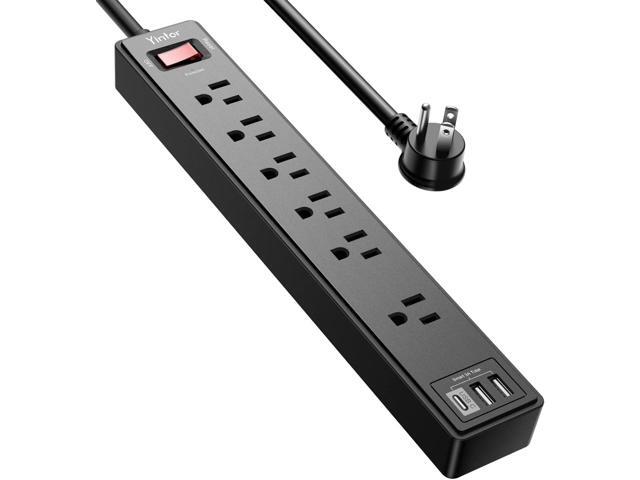 6Ft Power Strip Surge Protector - Yintar Extension Cord with 6 AC Outlets and 3 USB Ports for for Home, Office, Dorm Essentials, 1680 Joules, ETL.
