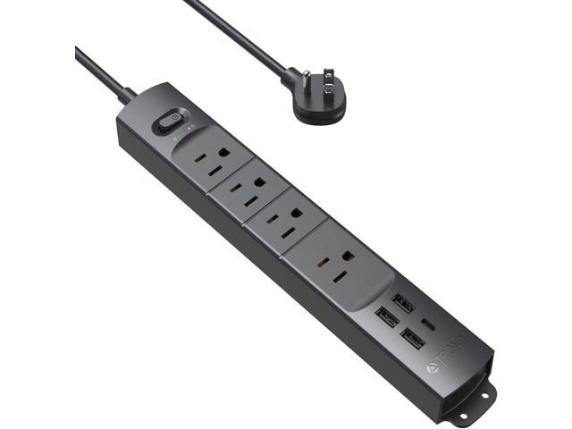 TROND Surge Protector Power Strip with USB, Ultra Thin Flat Plug 3ft Extension Cord 1625W, 3 USB A & 1 Type C, 4 AC Outlets 1440J Surge Protection,...