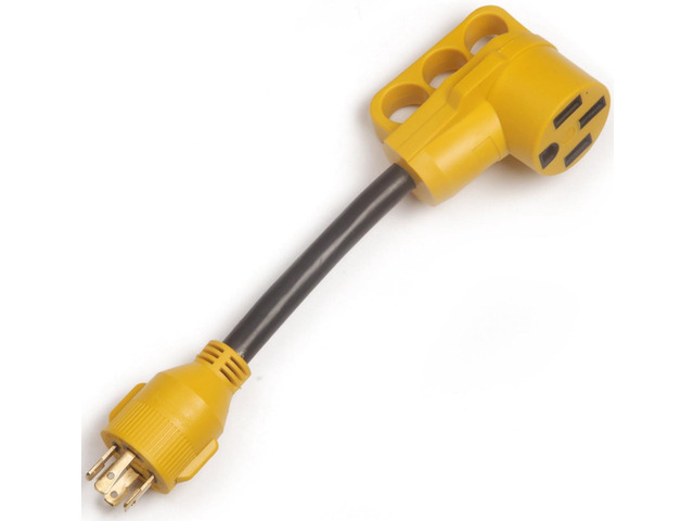 RV Generator Power Adapter-30Amp Male 4 Prong Plug to 50 Amp Female 12inch STW10/3 Camper Cord(CRG30450)