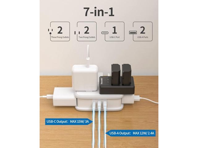 Travel Power Strip with USB C, NTONPOWER 4 Outlets 3 USB(1 USB-C), 4ft Flat Plug Extension Cord with USB C Ports, Portable Power Strip Flat Plug,...