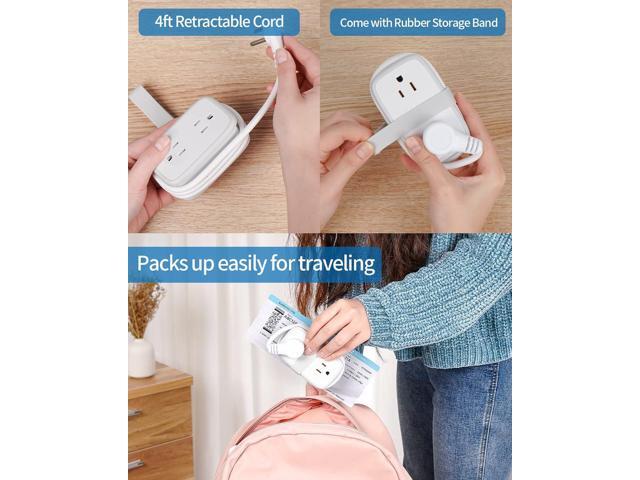 Travel Power Strip with USB C, NTONPOWER 4 Outlets 3 USB(1 USB-C), 4ft Flat Plug Extension Cord with USB C Ports, Portable Power Strip Flat Plug,...