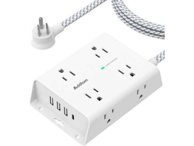 Surge Protector Power Strip - 8 Widely Outlets with 4 USB Ports(1 USB C Outlet), Addtam 3-Side Outlet Extender Strip with 5Ft Extension Cord, Flat...