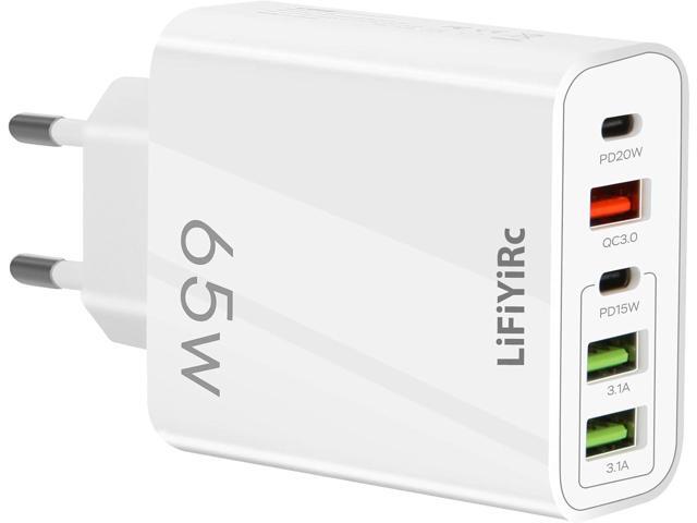 European USB C Charger Block, PD20W QC3.0 Fast Charging Multi Ports, 2 USB C 3 USB A Europe Plug Compatible for iPhone 15 14 13 12 11 Pro Max XS XR...