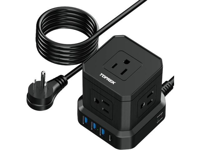 Power Strip with USB-C (3.0A), TOPREK Surge Protector (700J), 10 FT Extension Cord with 5 AC & 4 USB, Portable Travel Flat Plug for Office, Dorm,...