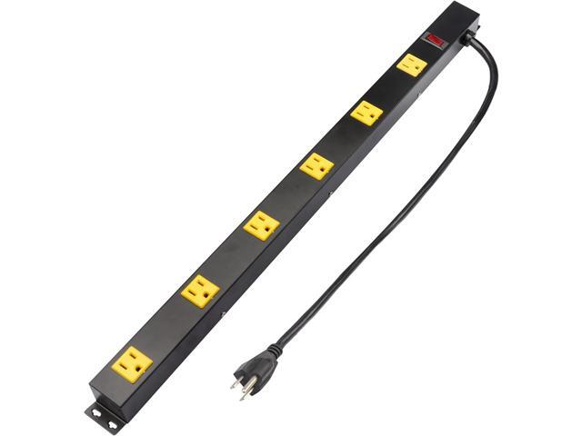 INLAND 6 Outlet Long Garage Heavy Duty Wall Mount Power Strip with 3FT 14AWG Cord, 15A/1875W, Wide Spaced Outlets, ETL Listed Electrical Outlet...