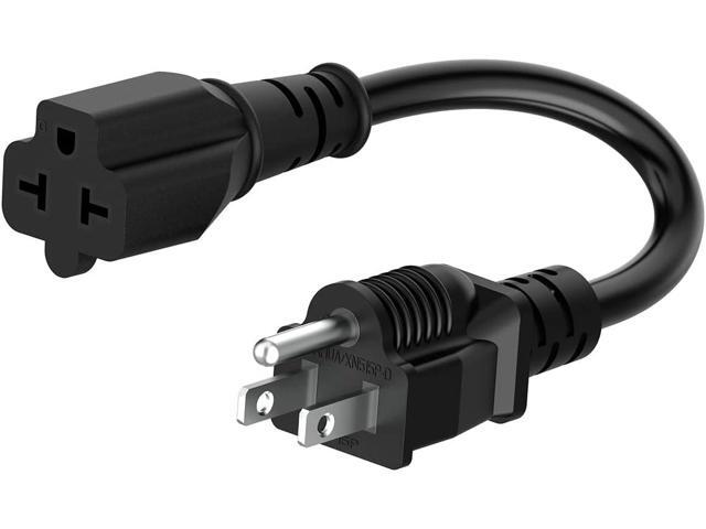 1-Foot 12 AWG 15 Amp Household Plug to 20 Amp Adapter Cable,Nema 5-15P to 5-15R/20R,5-15P to 6-15R/20R T-Blade 20Amp to 15Amp Extension Cord Heavy.