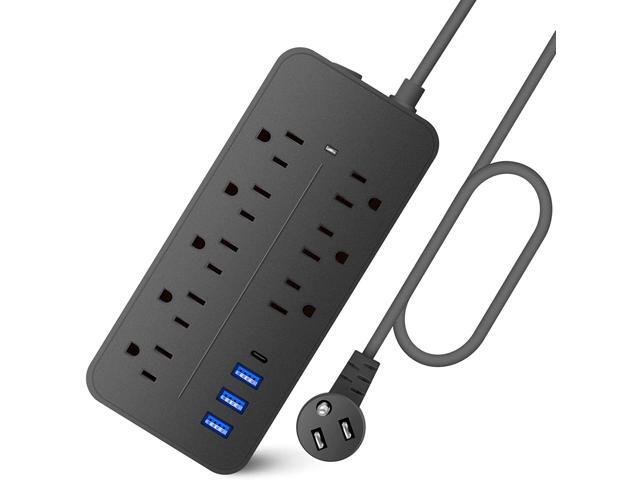 Power Strip with USB, Surge Protector Power Strip, Wall Mount Power Strip Flat Plug 6ft Extension Cord, Switched Power Strip Overload Protection.