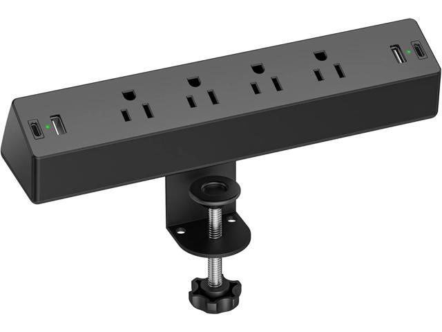 Desk Clamp Power Strip, Flat Plug Fast Charging Station, Desk Mount Surge Protector with PD 20W USB C Ports, Fit 1.7 inch Tabletop Edge Thick,...