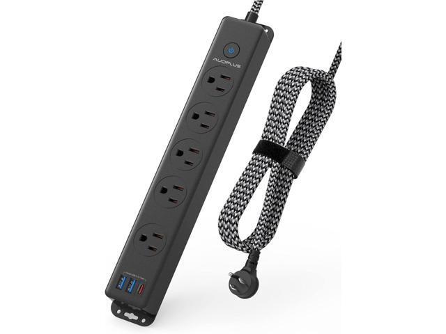 Surge Protector Power Strip with USB C Ports, 10FT Braided Extension Cord, 5 Outlets and 3 USB Ports(1 USB C), AUOPLUS Mountable Power Strips Flat...