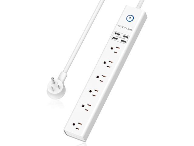 Power Strip 10Ft - Surge Protector with USB, AUOPLUS 6 Outlet and 4 USB Charger, 10Ft Long Extension Cord Flat Plug(1250W/10A/2100J), Wall...