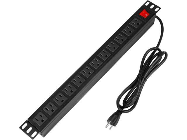 BTU Power Surge Protector Rack-Mount PDU, 12 Outlet Power Strip with Switch, Metal Mountable Heavy Duty for Server Racks, Garage Shop, Industrial...