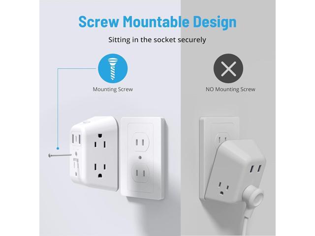 TROND 2 Prong Power Strip USB, 2 to 3 Prong Outlet Adapter, 5 Outlet Splitter with 3 USB Ports(1 USB-C), Wall Mount 1440J Surge Protector with...