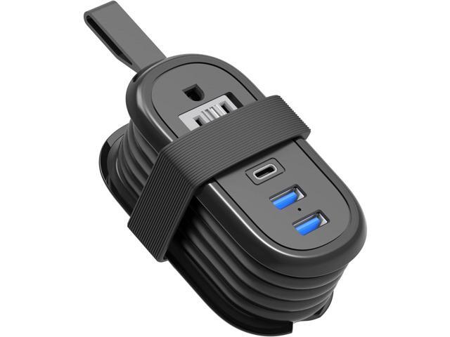 BEVA Travel Power Strip with USB C Ports, 4FT Extension Cord, 2 Outlets, 3 USB Ports, Cruise Ship Essentials (3.4A Charge, Black)
