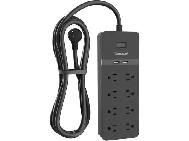 25 ft Extension Cord Flat Plug, NTONPOWER 8 Outlet Surge Protector Power Strip with USB Ports, 15A Circuit Breaker, Wall Mount Surge Protector for...