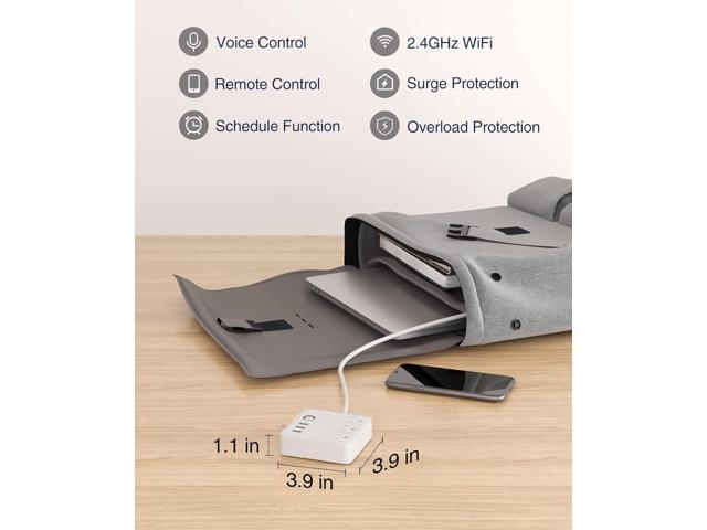 GHome Smart Plug Power Strip, WiFi Surge Protector Work with Alexa Google Home, Smart Outlets with 3 USB 3 Charging Port, Multi-Plug Extender for...