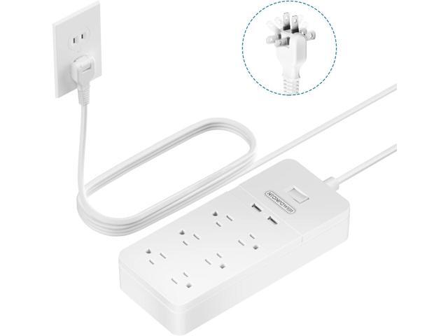 NTONPOWER 2 Prong Power Strip With 10ft Extension Cord, Flat Plug Surge Protector With 6 Outlets 2 USB Ports, 3 Prong Outlet Adapter, Wall Mount...