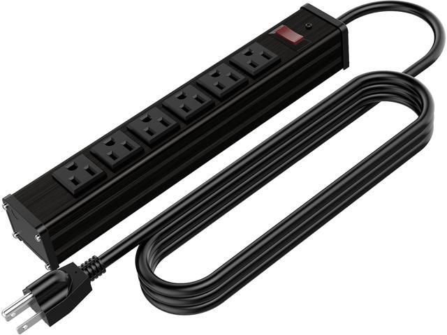 Oviitech Metal Socket Wall Mount 6 Outlets Heavy Duty Power Strip, 6 Feet Extension Cord, Mounting Brackets Included,Workshop/Industrial Use, ETL...