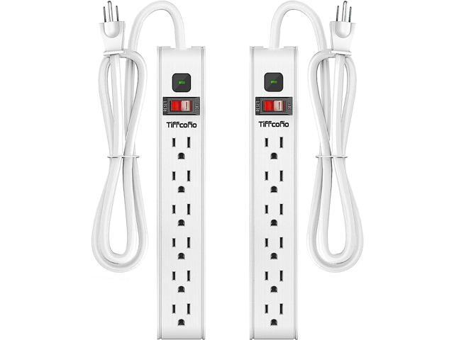 TiFFCOFiO Power Strip Surge Protector, 4 Feet Extension Cord, White Power Strip, 1080 Joules Surge Protection, Multiple Protection Outlet Strip, 2.