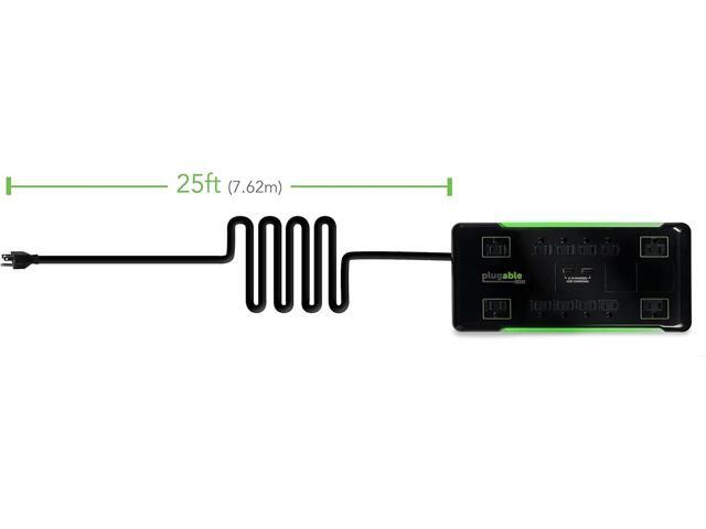 Plugable Surge Protector Power Strip with USB and 12 AC Outlets, Built-in 10.5W 2-Port USB Charger for Android, Apple iOS, and Windows Mobile...