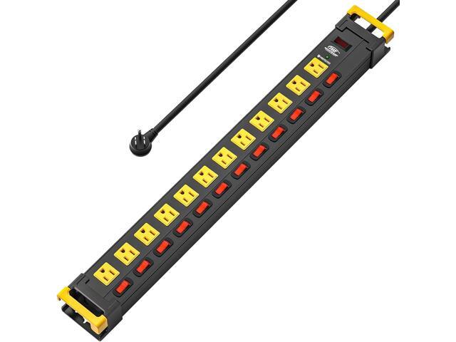 CRST 12 Outlets Long Power Strip, 9 FT Cord Metal Surge Protector Power Strip with Individual Switches, Wall Mount Power Strip with Cord Manager,...