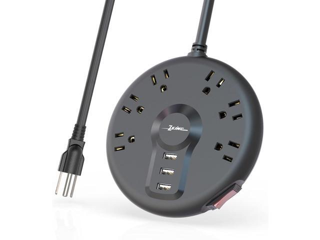 Power Strip, 6 Outlets and 3 USB Ports 6.5FT Long Extension Cord, Circle Socket Overload Surge Protector, 100% Copper Core, Flat Plug Charging...