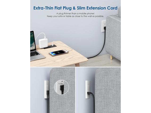 Recessed Power Strip with 30W USB C,Ultra Thin Flat Plug Power Strip,2 Outlets 4 USB Ports,Furniture Flush Mount Desk Outlet,Recessed Outlet for...