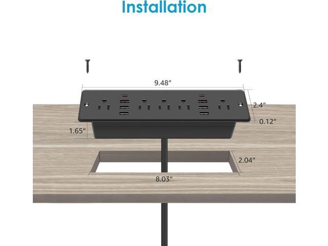 HHSOET 13 in 1 Recessed Power Strip Flat Plug, Fast Charging Furniture Outlet with USB, Conference Recessed Surge Protection Socket with 5 AC...