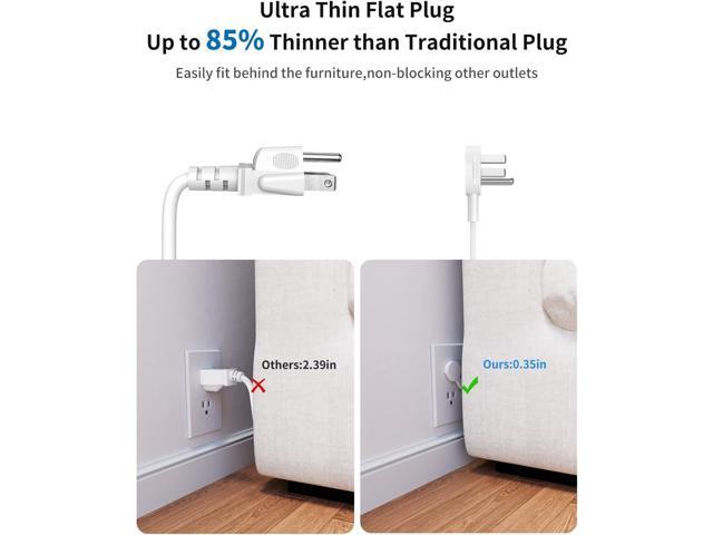 Flat Extension Cord 25 ft, NTONPOWER Flat Plug Power Strip with 3 Outlets 4 USB Ports(2 USB C), Ultra Thin Extension Cord Under Carpet, Mountable,...