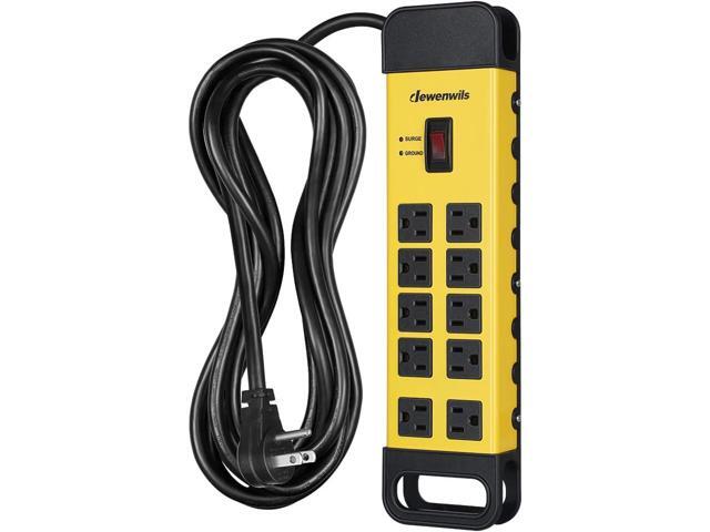 DEWENWILS 10-Outlet Metal Surge Protector Power Strip with 15Ft Cord, UL Listed, Flat Plug, 15A Circuit Breaker, 1440Joules, Heavy Duty Industrial...