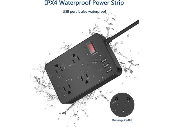 Outdoor Power Strip Weatherproof,Waterproof Surge Protector with 4 Outlets,3 USB,Shockproof Overload Protection, Multi Outlet Extension for...