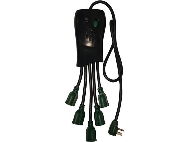 Go Green Power Inc. 5-Outlet Surge Protector, Black - Versatile, Space-Saving Right Angle Plug, One-of-a-Kind Design, Heavy Duty - Perfect for Home...