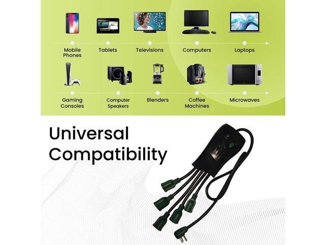 Go Green Power Inc. 5-Outlet Surge Protector, Black - Versatile, Space-Saving Right Angle Plug, One-of-a-Kind Design, Heavy Duty - Perfect for Home...