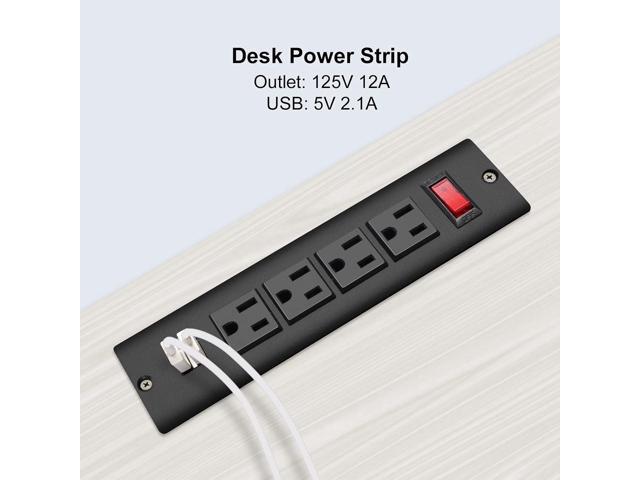 Recessed Power Strip with USB Flush Mount Power Outlet Built in Desktop Power Extension Cord Plug for Countertop Kitchen Drawer Conference Cabinet...