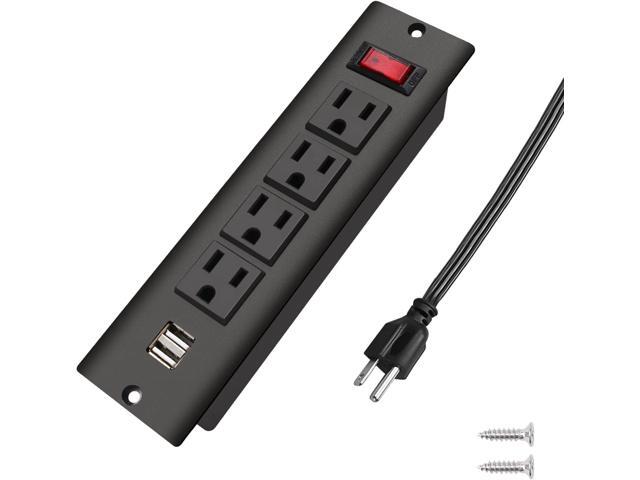 Recessed Power Strip with USB Flush Mount Power Outlet Built in Desktop Power Extension Cord Plug for Countertop Kitchen Drawer Conference Cabinet...