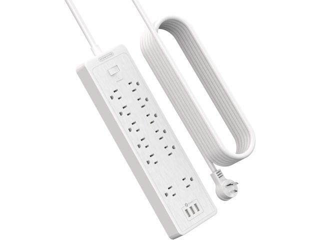 Extension Cord 25 Ft, NTONPOWER Long Surge Protector Power Strip with 12 Outlet 3 USB, 2100 Joules, 1875W/15A, Overload Protection, Flat Plug, Wall...