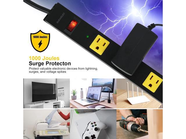 SURAIELEC 12 Outlet Long Metal Power Strip, 15 FT Cord Surge Protector, Angled Flat Plug, Wide Spaced Outlet Power Bar, 15A Breaker, Wall...