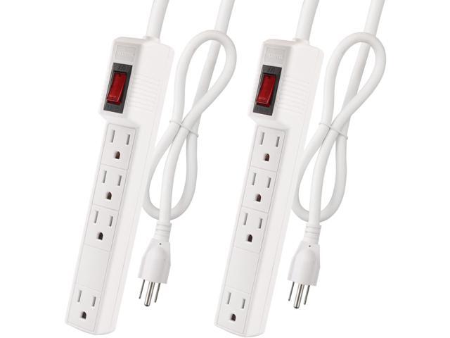 Power Strip Surge Protector 2-Pack - 4 Outlets & 2 Ft Extension Cord, 1875W/15A 90 Joules, Overload & Surge Protection, Wall Mount for Home Office,...