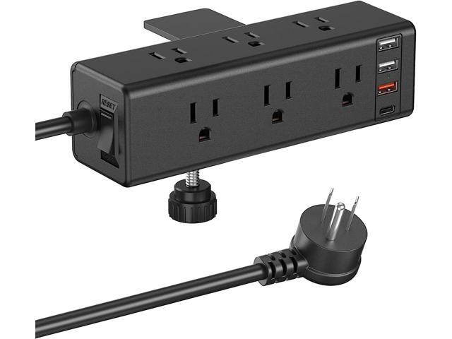 CCCEI Desk Side Clamp Power Strip with 9 Outlet, Desk Top Tube Edge Mount Outlet with USB-A and USB-C Ports, Under Desk Table Leg Widely Spaced...