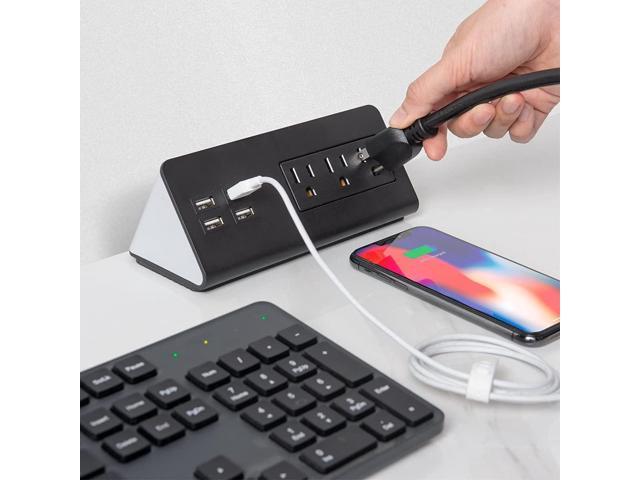 Emerising 2-Pack Desk Edge Mount Power Strips with 4 USB Ports & 3 AC Power Outlets for Home and Office Desktop Charging Bucket, 1250Joules Surge...