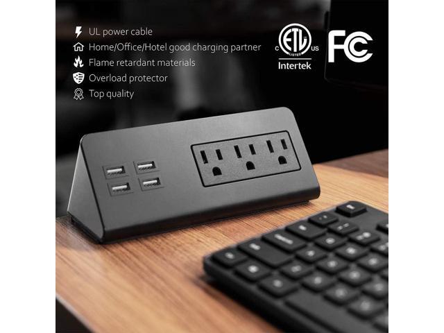 Emerising 2-Pack Desk Edge Mount Power Strips with 4 USB Ports & 3 AC Power Outlets for Home and Office Desktop Charging Bucket, 1250Joules Surge...