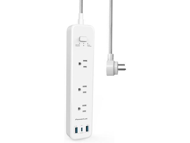 Power Strip, PowerLot USB Power Strip Surge Protector, 3 Outlets & 32W USB (1 USB C& 2 USB A) PD Power Strip with Extension Cord 5ft, ETL Flat Plug...