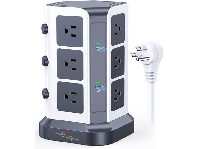 KOOSLA [65W] PD Power Strip Tower Surge Protector, USB C Desktop Charging Station with 12 Widely Spaced AC Outlets / 2 USB-C / 3 USB-A Ports, 6.5ft...