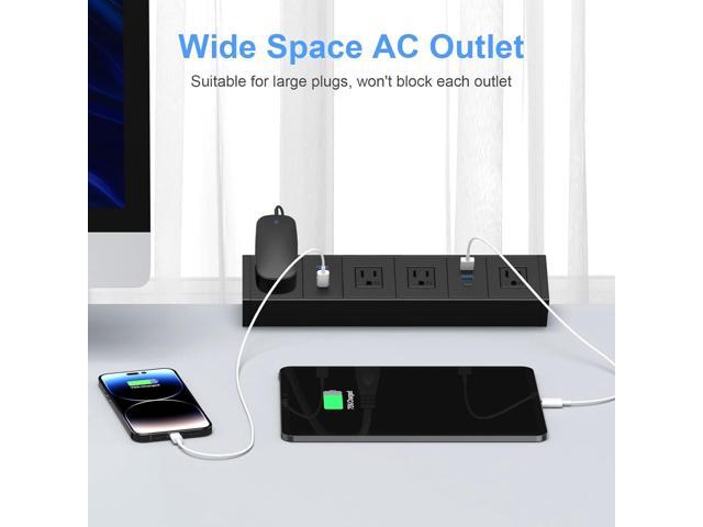 Desk Clamp Power Strip with 20W USB C,USB Total 40W Desk Edge Power Strip,4 Wide Spaced Tamper Resistant AC Outlets,2 USB-C,4 USB-A,6ft Flat Plug...